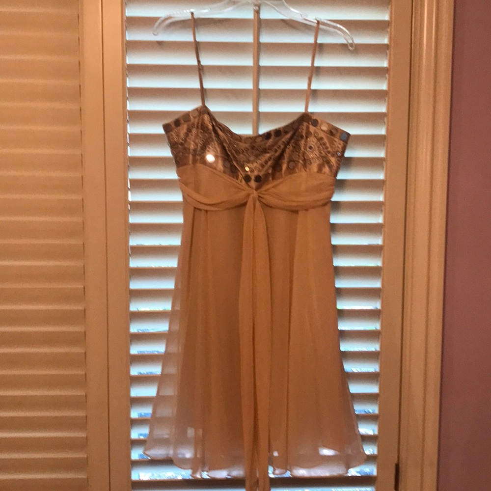 Beaded skinny strap chiffon dress